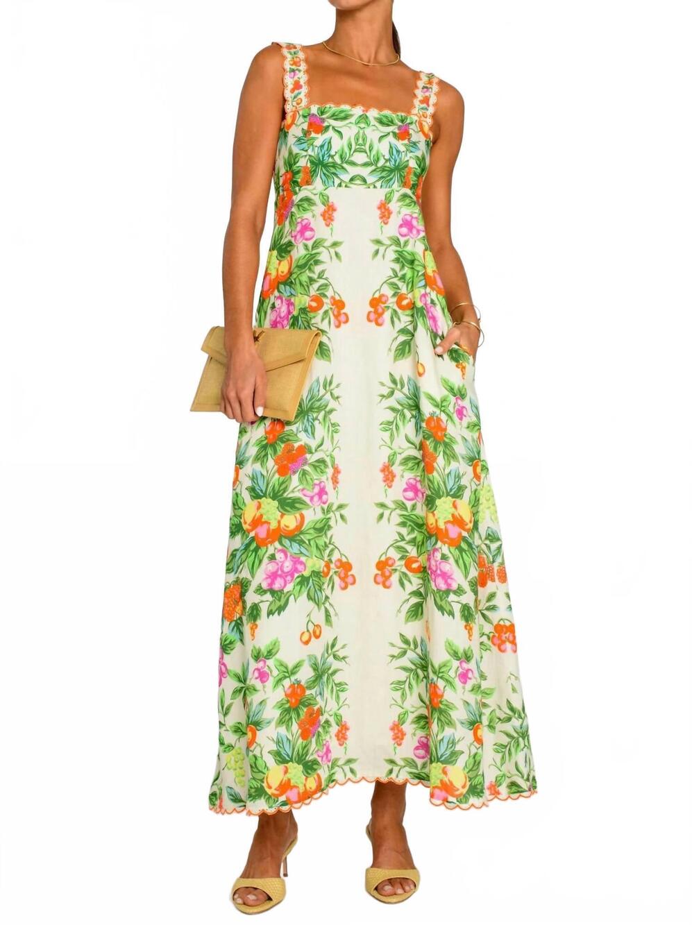 NEW ELIZABETH JAMES THE LABEL annalisa scallop eyelet dress in tea time